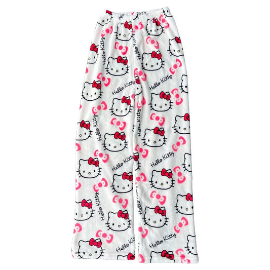 White hello kitty pajama pants (winter material)