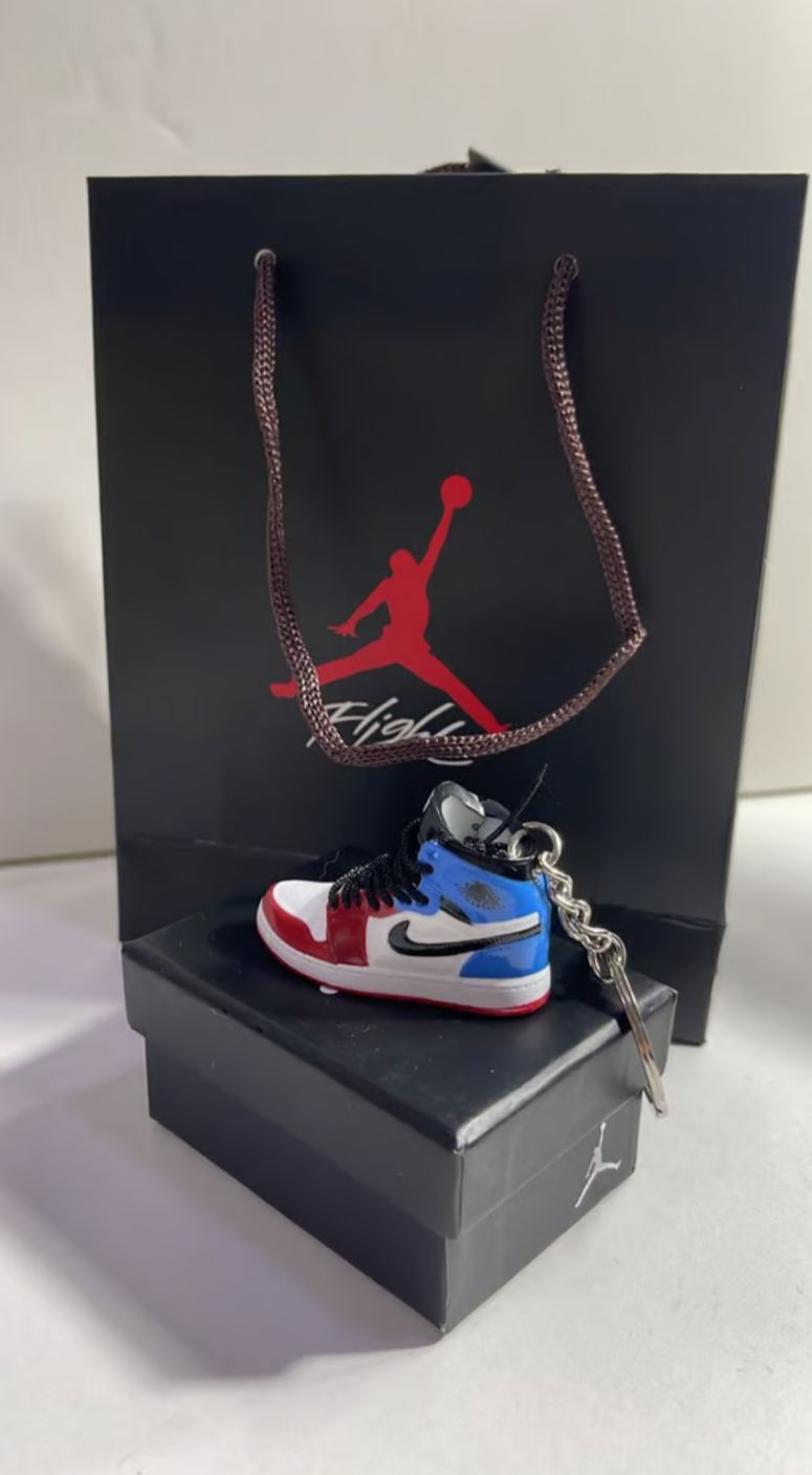 Blue and red mini shoe keychain