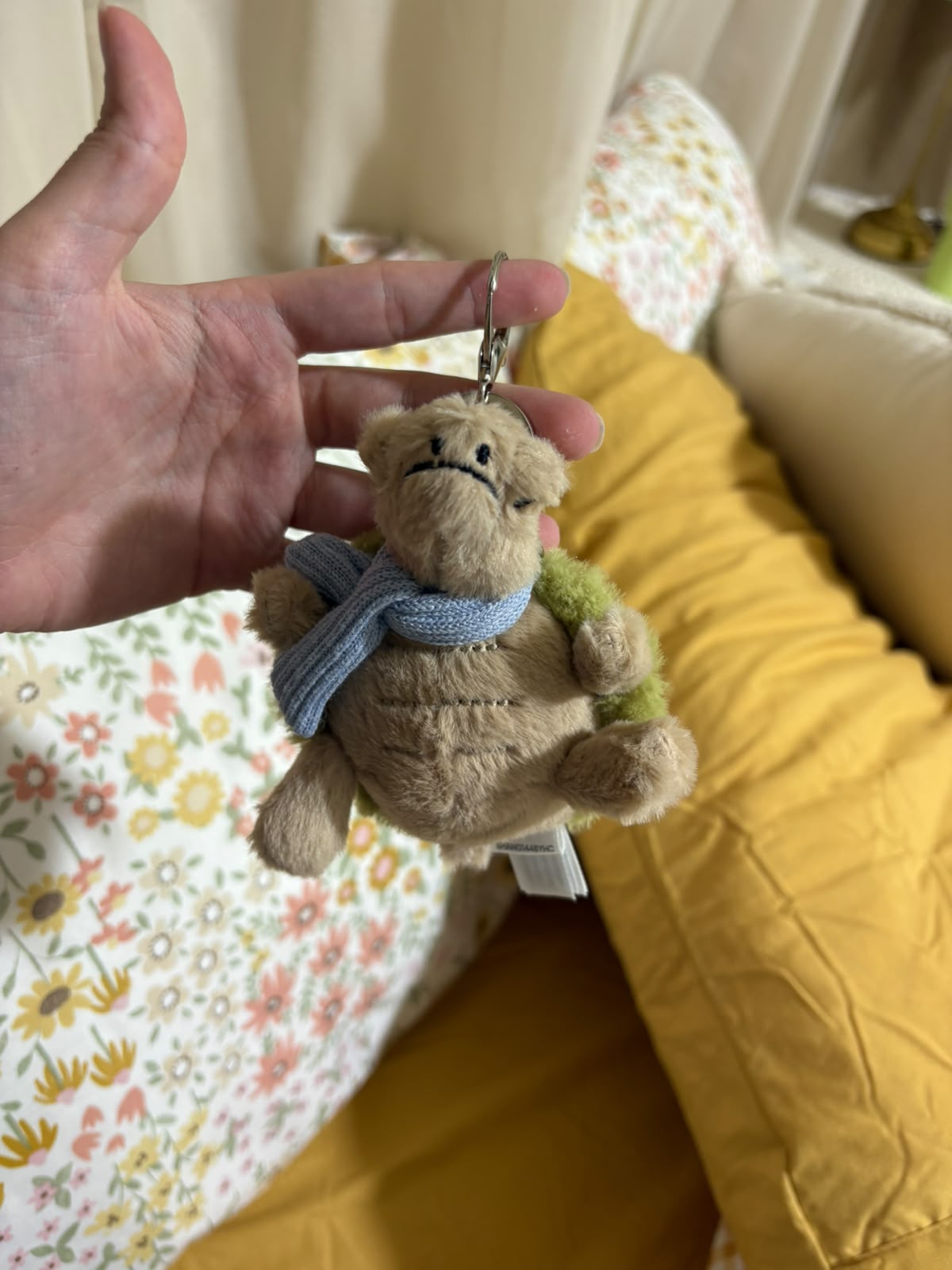 Turtle with Blue Scarf plush keychain - 10 cm