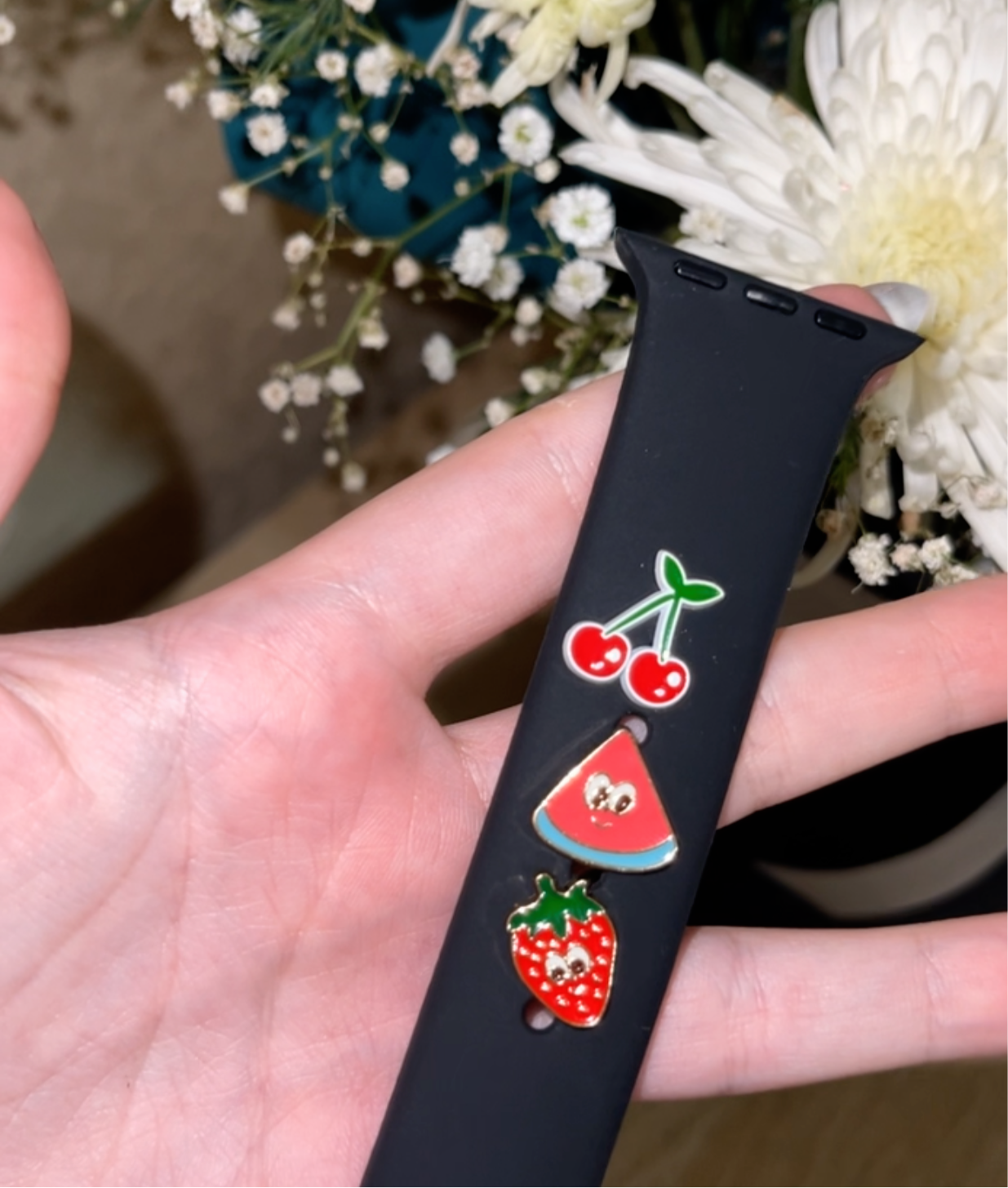 Strawberry watch band charm