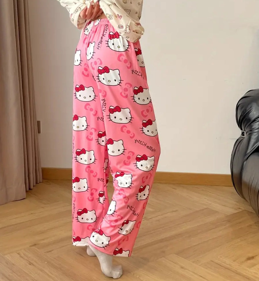 Pink hello kitty pajama pants (summer material)