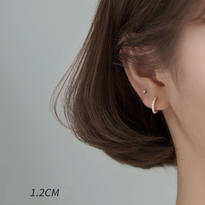 Classic Pavé Huggie Hoop Earrings - Gold Plated 925 Sterling Silver