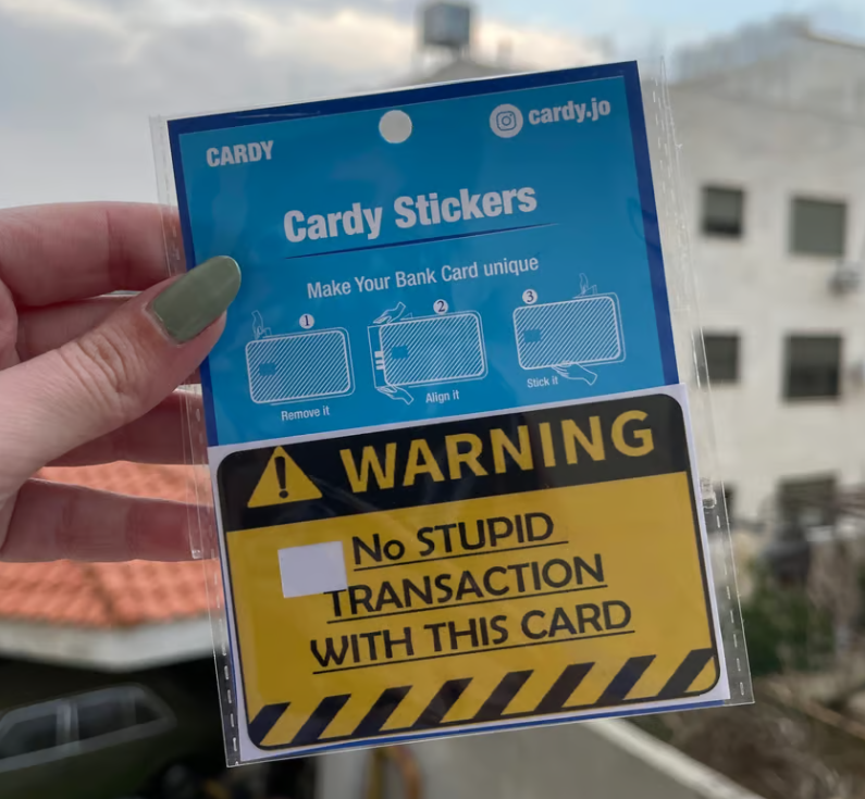 Warning credit card sticker