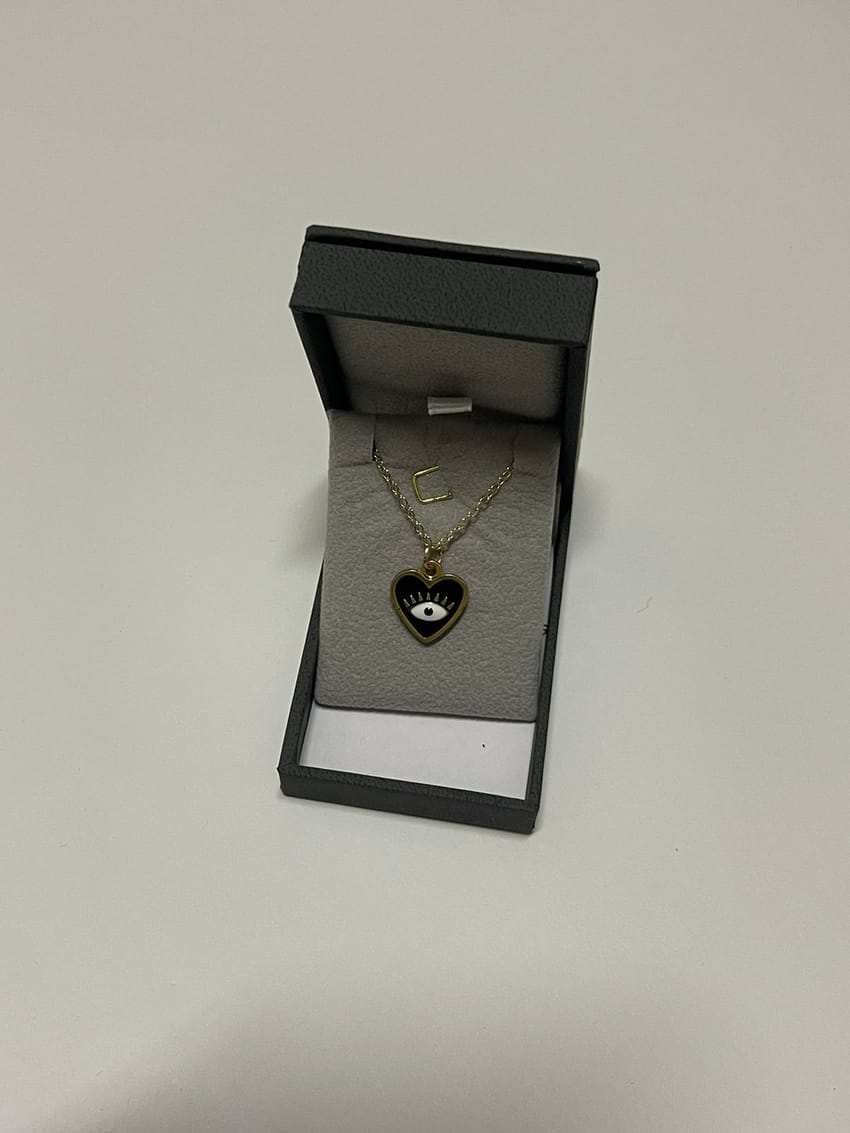 Black heart eye plated necklace