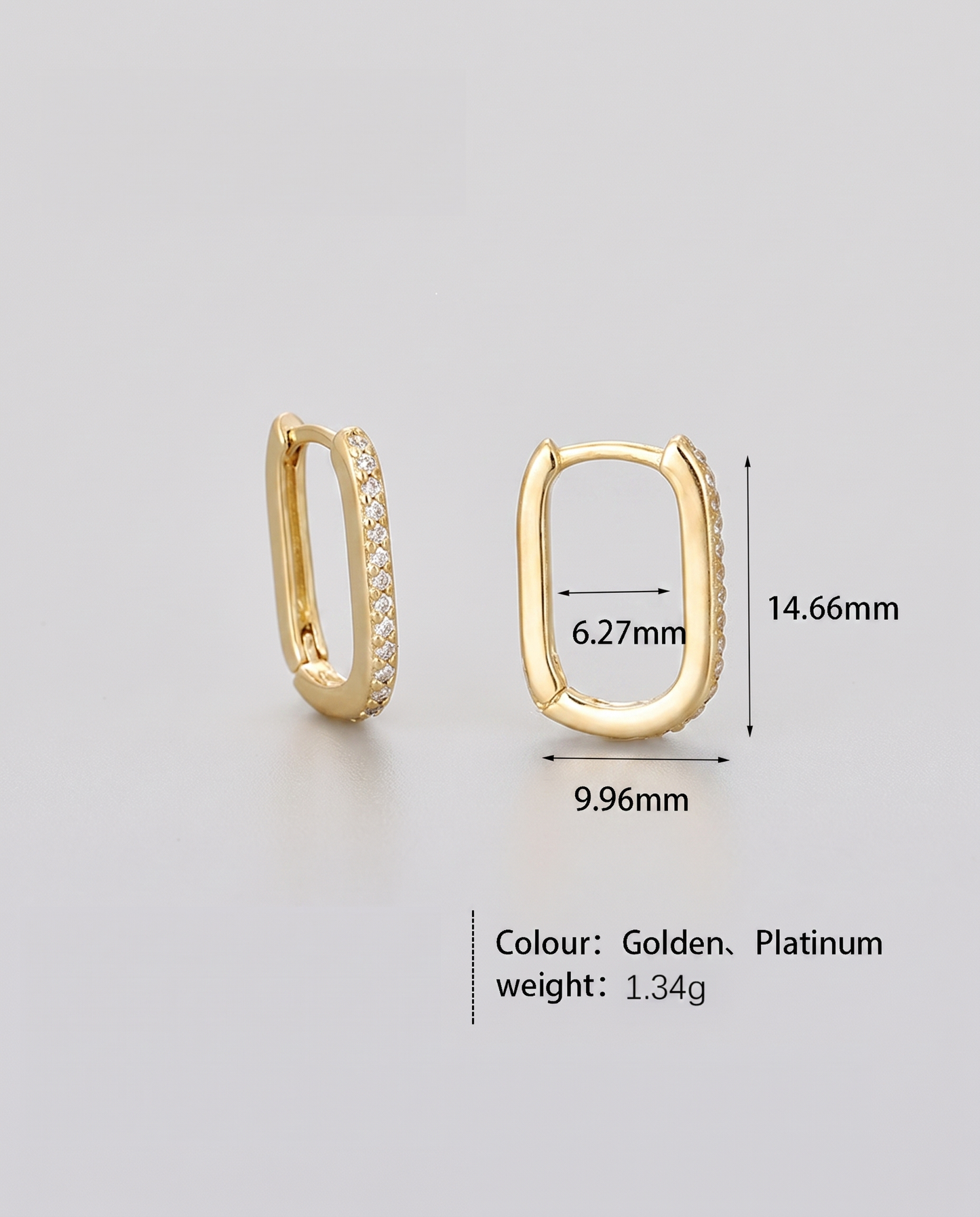 Pavé Oval Huggie Hoop Earrings - Gold Plated 925 Sterling Silver