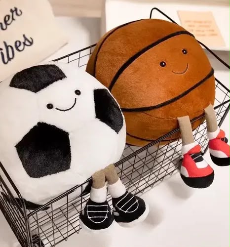 Kawaii Sports Ball Plushies – Basketball & Football - 30 cm - Photo 14 | Pinky Promise