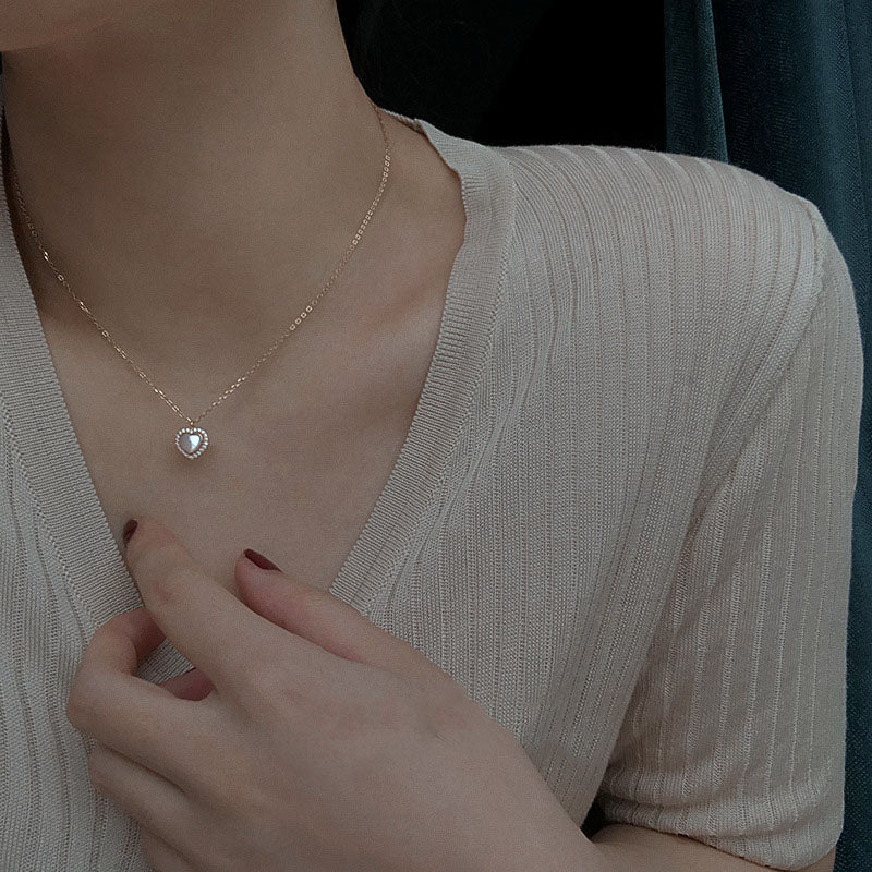 Pearl Heart Halo Necklace - Gold Plated 925 Sterling Silver