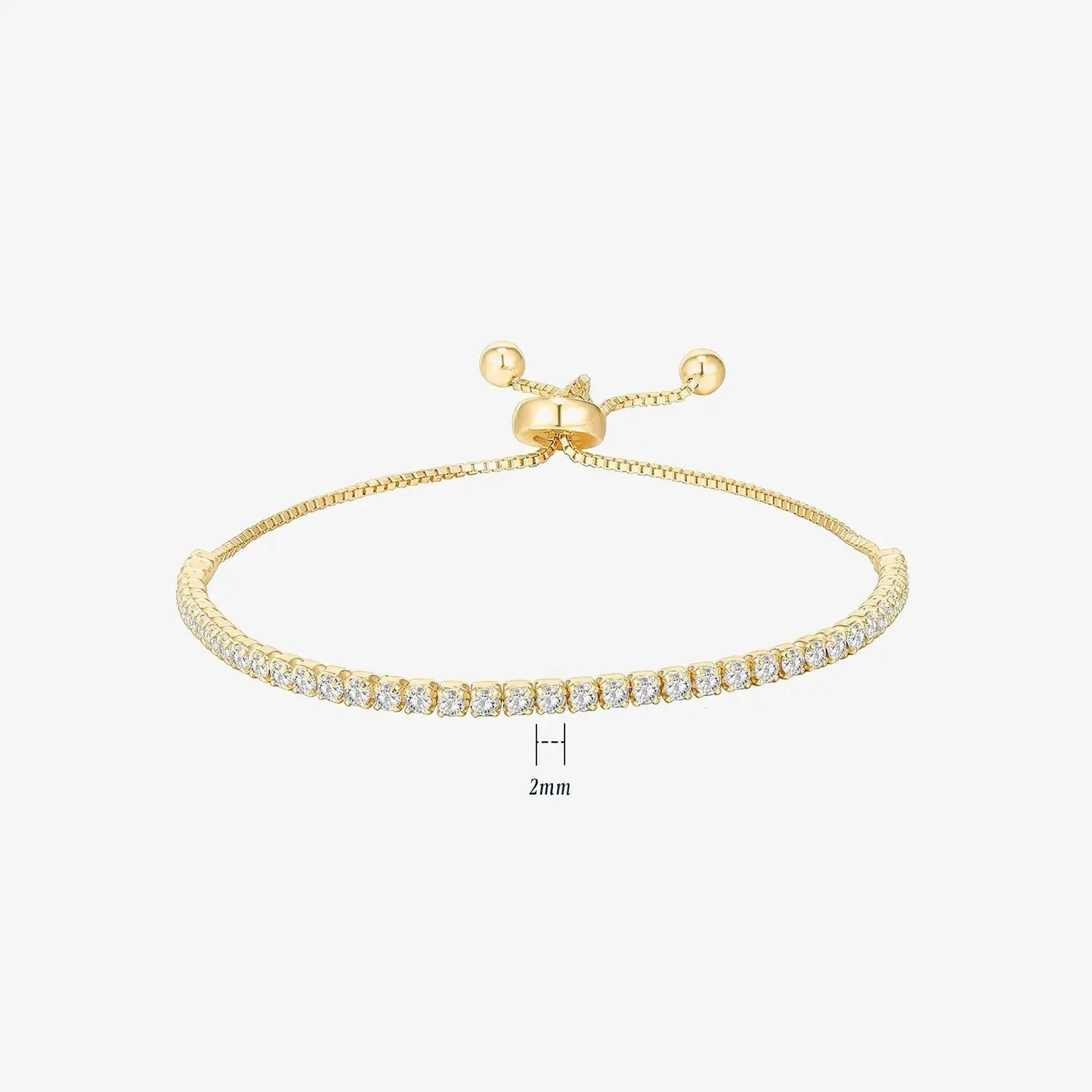 Adjustable Tennis Bracelet - Gold Plated 925 Sterling Silver