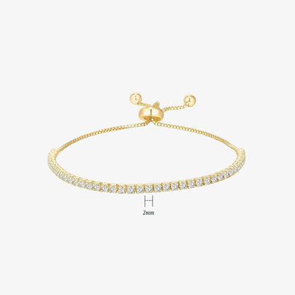 Adjustable Tennis Bracelet - Gold Plated 925 Sterling Silver