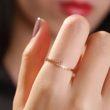 Pavé Bypass Open Ring - Gold Plated 925 Sterling Silver