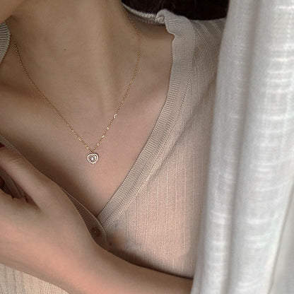 Pearl Heart Halo Necklace - Gold Plated 925 Sterling Silver