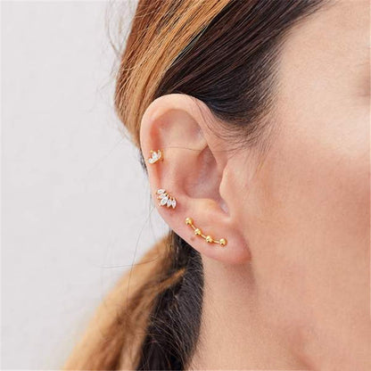 Crown Cartilage Stud Earring (Single) - Gold Plated 925 Sterling Silver