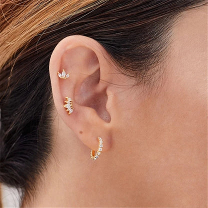 Crown Cartilage Stud Earring (Single) - Gold Plated 925 Sterling Silver