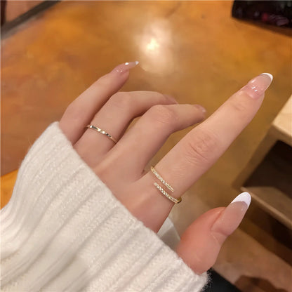 Pavé Bypass Open Ring - Gold Plated 925 Sterling Silver