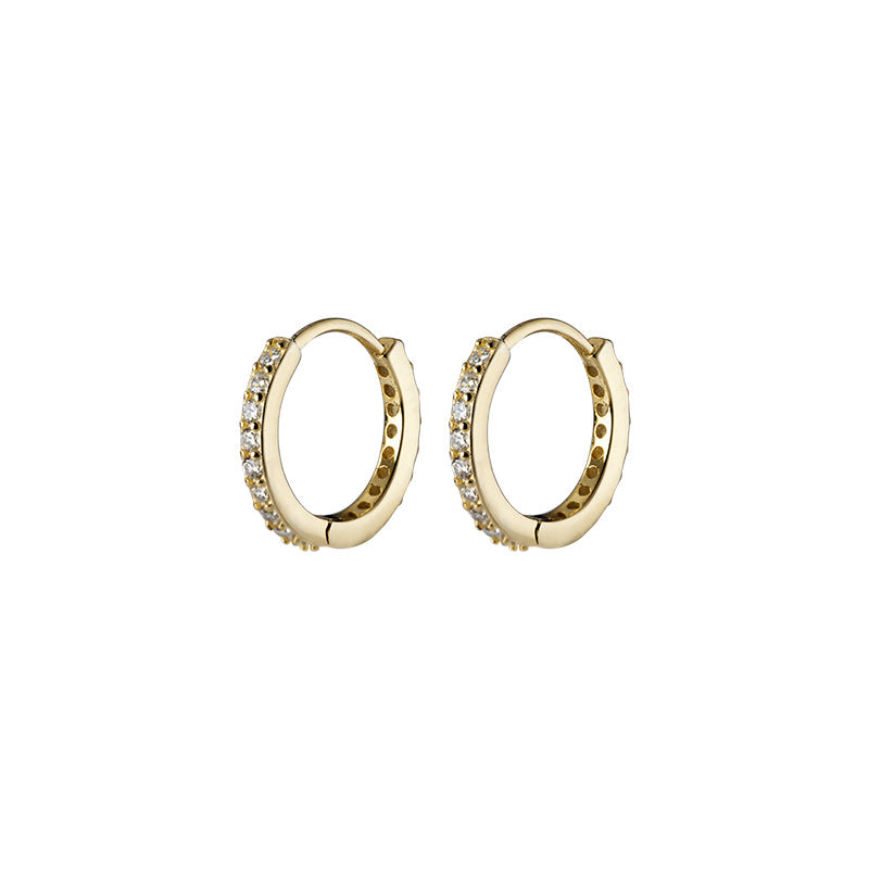 Classic Pavé Huggie Hoop Earrings - Gold Plated 925 Sterling Silver