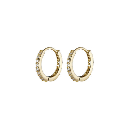 Classic Pavé Huggie Hoop Earrings - Gold Plated 925 Sterling Silver