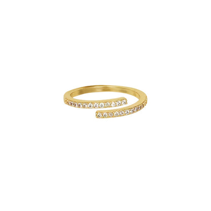 Pavé Bypass Open Ring - Gold Plated 925 Sterling Silver