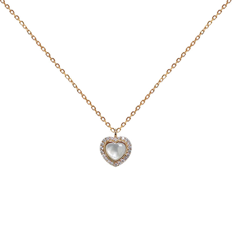 Pearl Heart Halo Necklace - Gold Plated 925 Sterling Silver