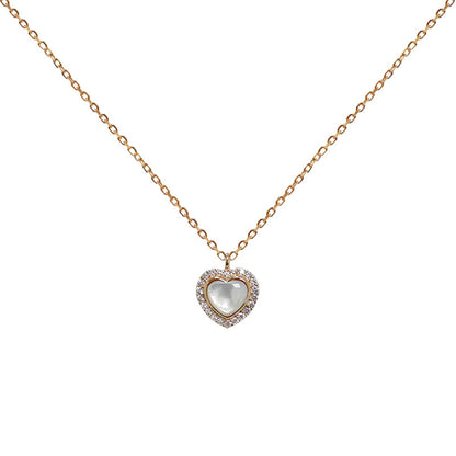 Pearl Heart Halo Necklace - Gold Plated 925 Sterling Silver