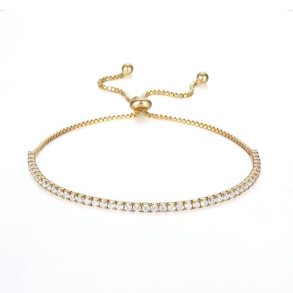 Adjustable Tennis Bracelet - Gold Plated 925 Sterling Silver