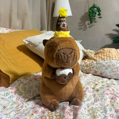 Happy Birthday Capybara Plush Toy with Cake - 30 cm