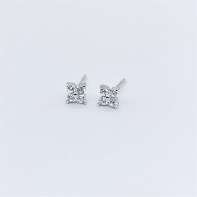 Tiny Flower Cluster Stud Earrings - 925 Sterling Silver