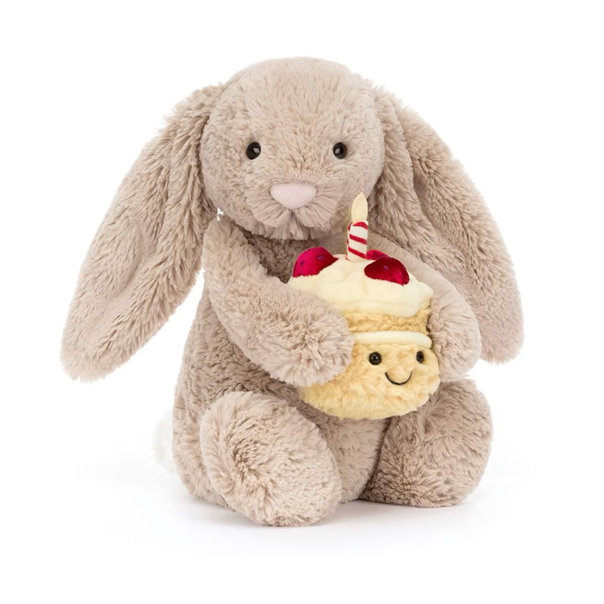 Plush Birthday Bunny with Cupcake – Cute Stuffed Animal Gift - 30 cm