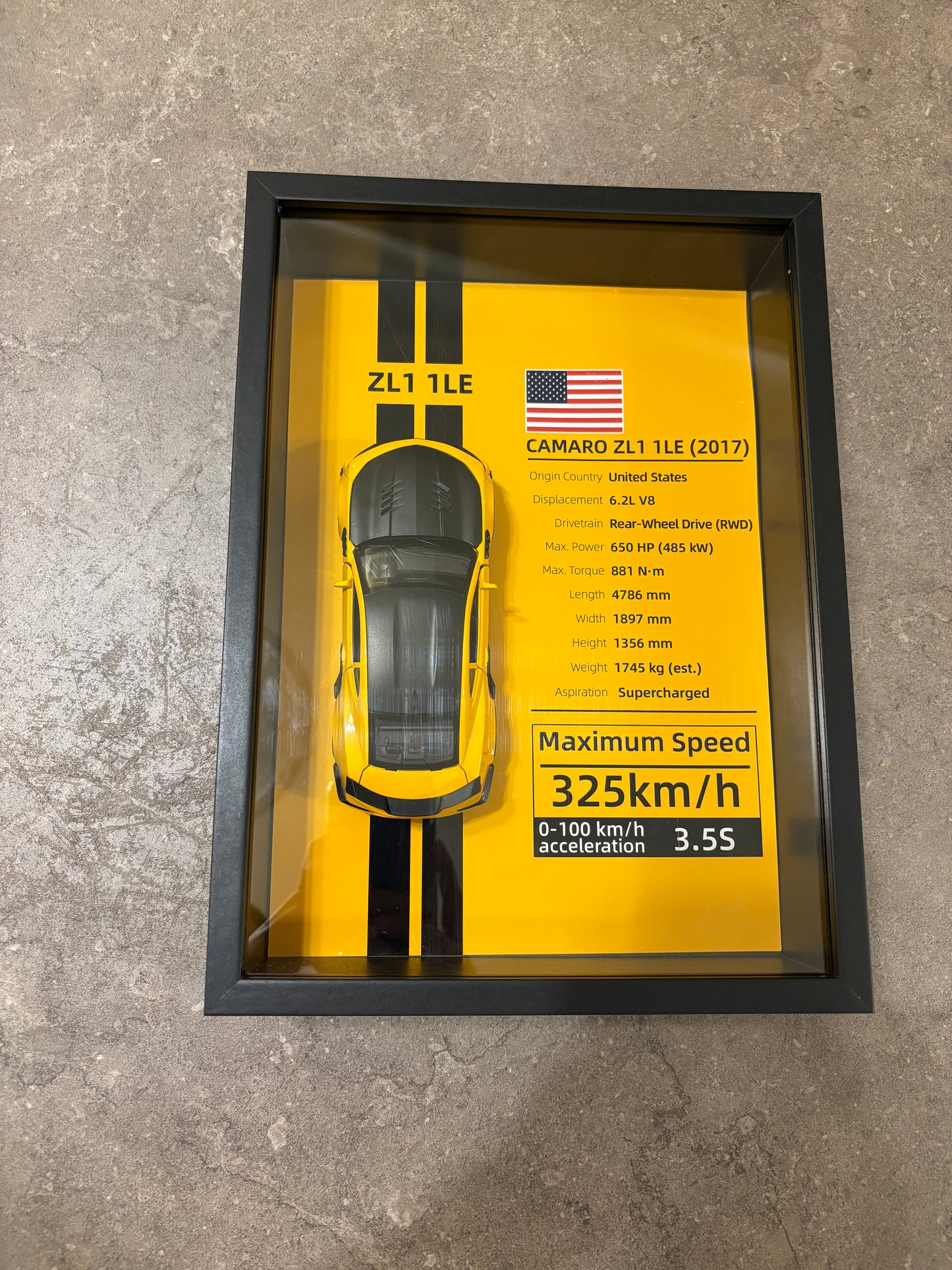 Chevrolet Camaro ZL1 1LE – 3D Diecast Wall Art Display - 32cm x 23cm