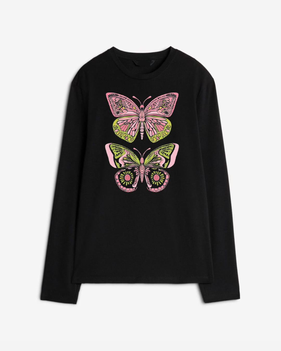 Butterfly Long Sleeve Cotton T-shirt