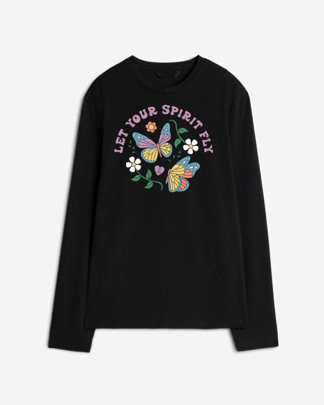 Butterfly Long Sleeve Cotton T-shirt