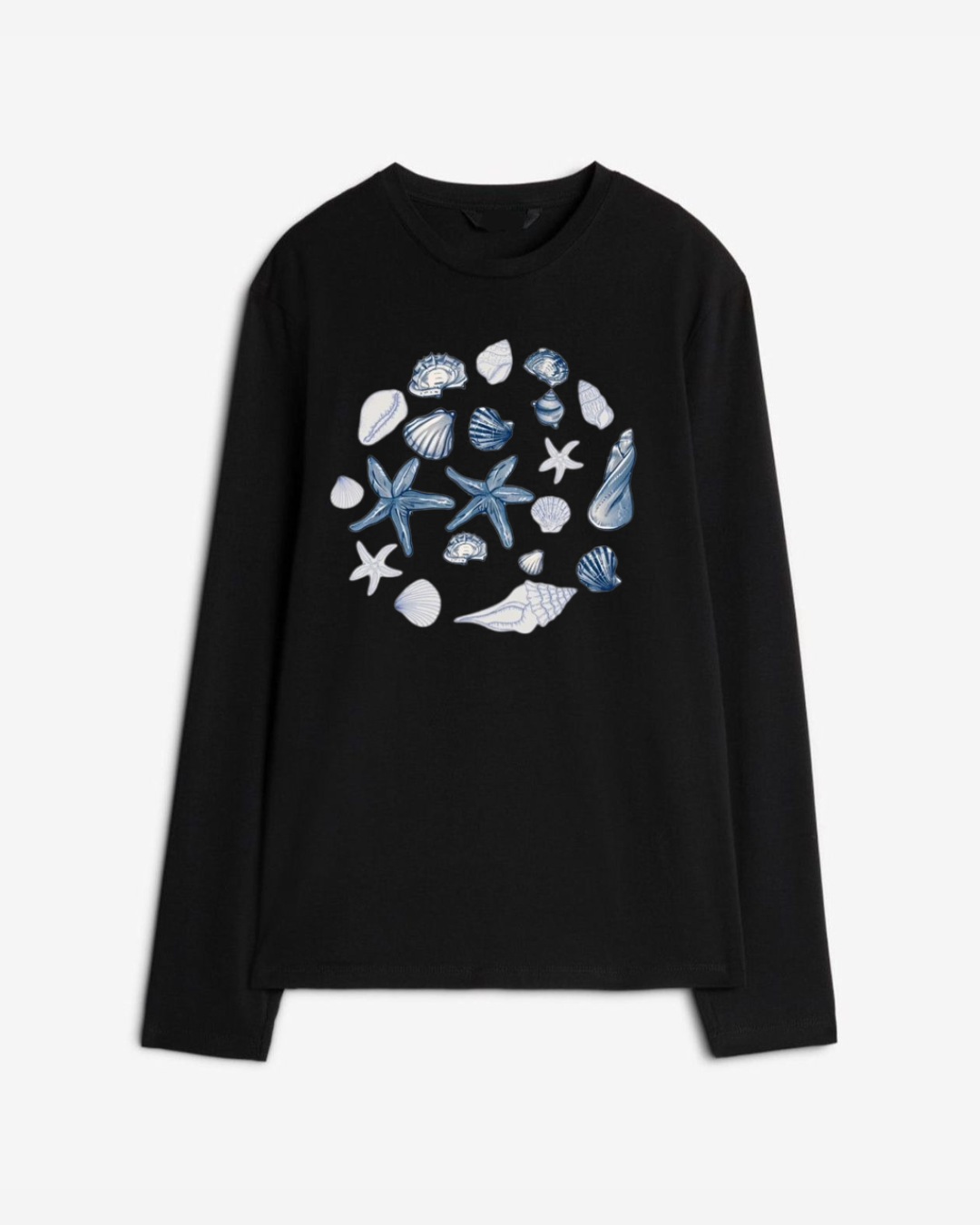seashells Long Sleeve Cotton T-shirt