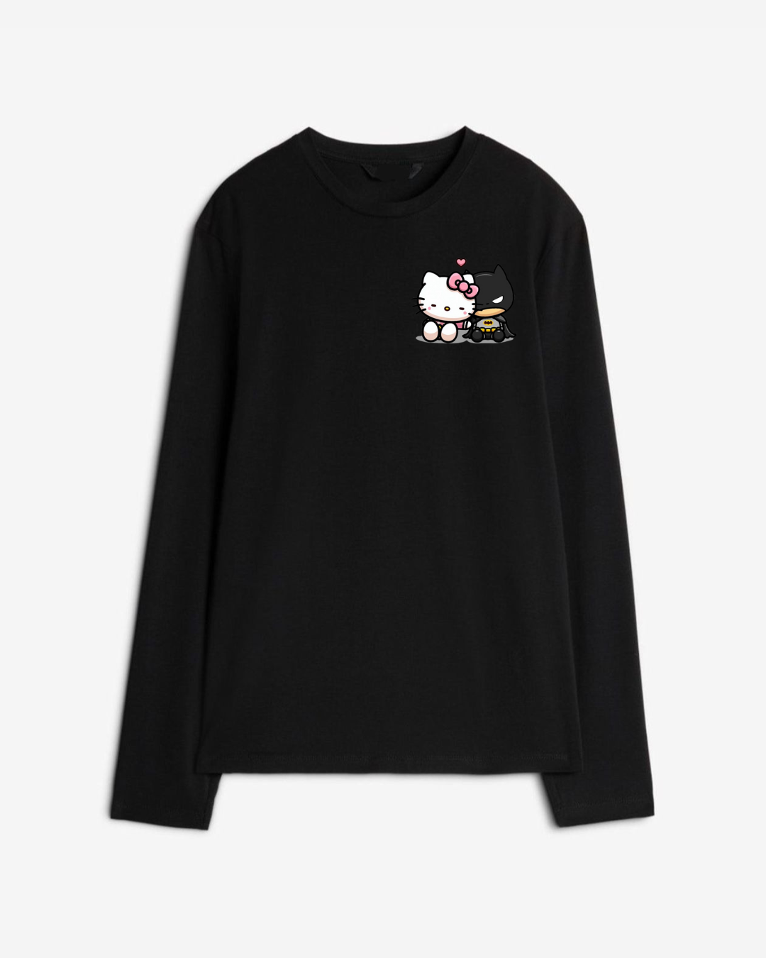 Batman and Hello kitty Long Sleeve Cotton T-shirt