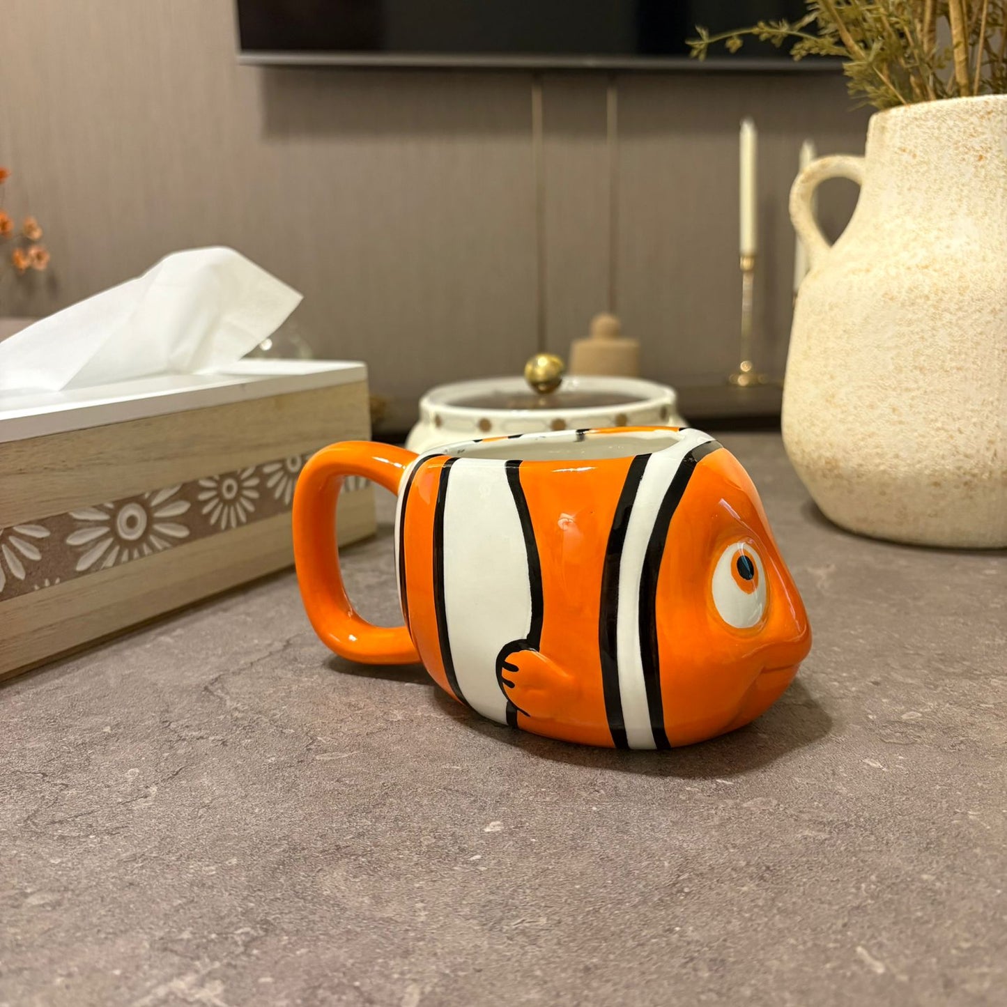 3D Sculpted Clownfish Ceramic Mug