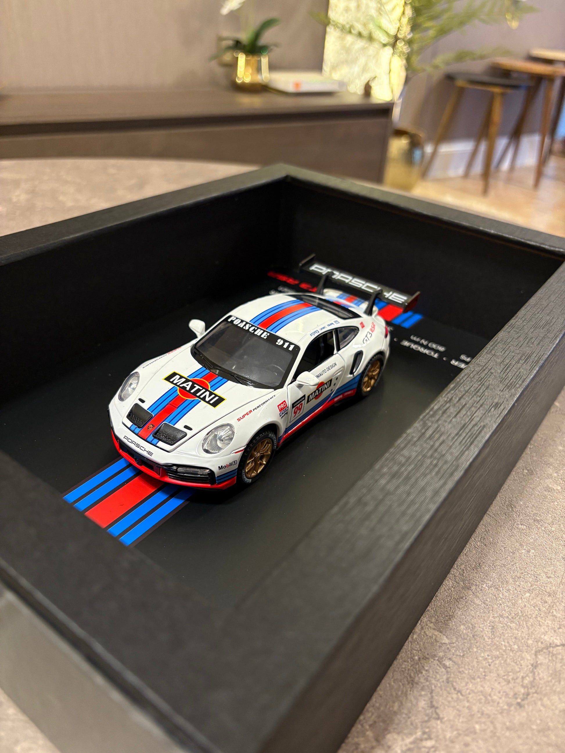 3D Car Frame Wall Art - Porsche 911 GT3 RSR with Specs – 32cm x 23cm - Close Up | Pinky Promise