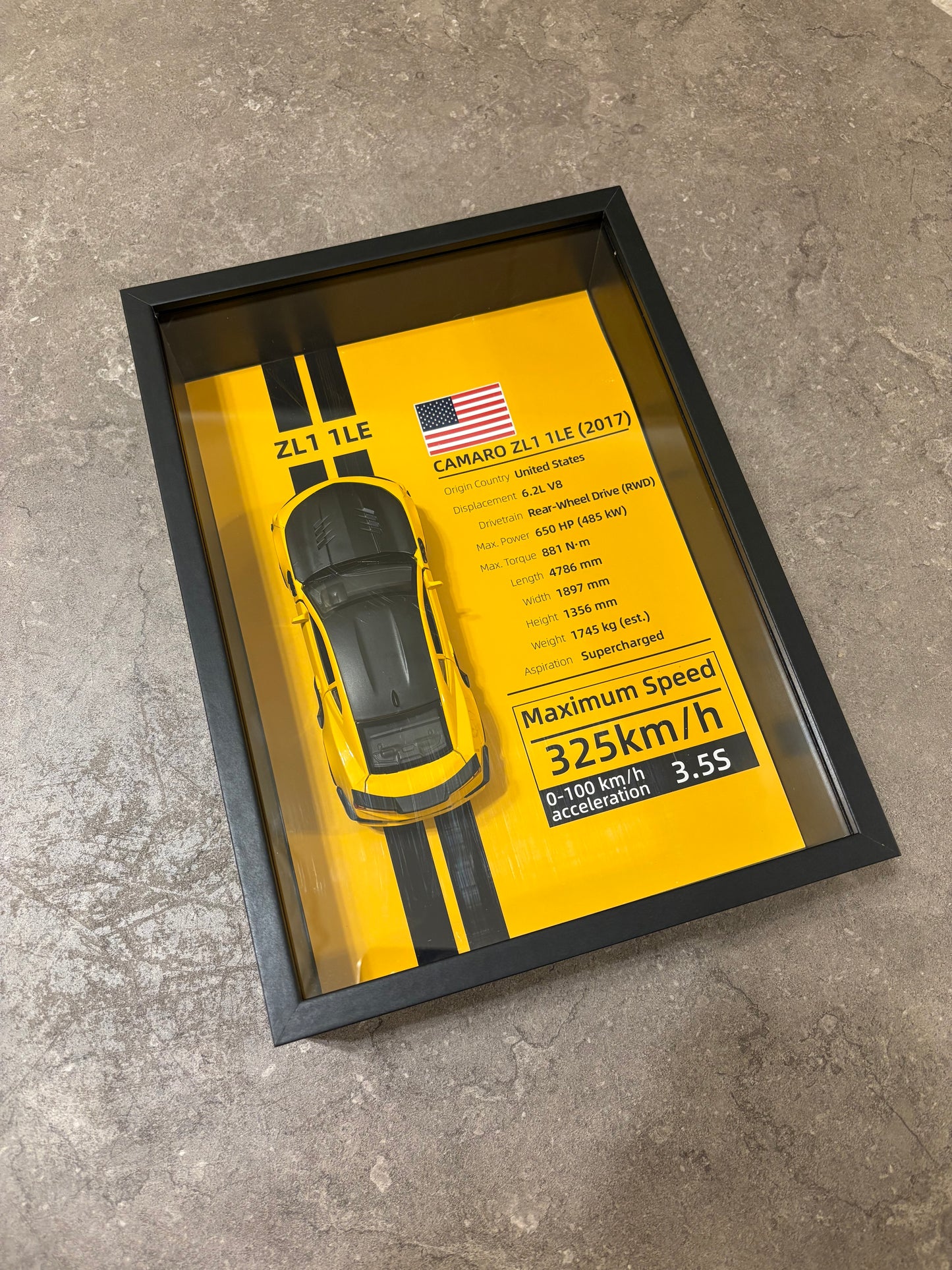 Chevrolet Camaro ZL1 1LE – 3D Diecast Wall Art Display - 32cm x 23cm