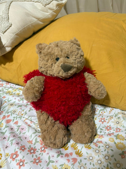 Bear in a heart outfit plush - 26 cm