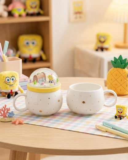 SpongeBob square + snow glob lid mug