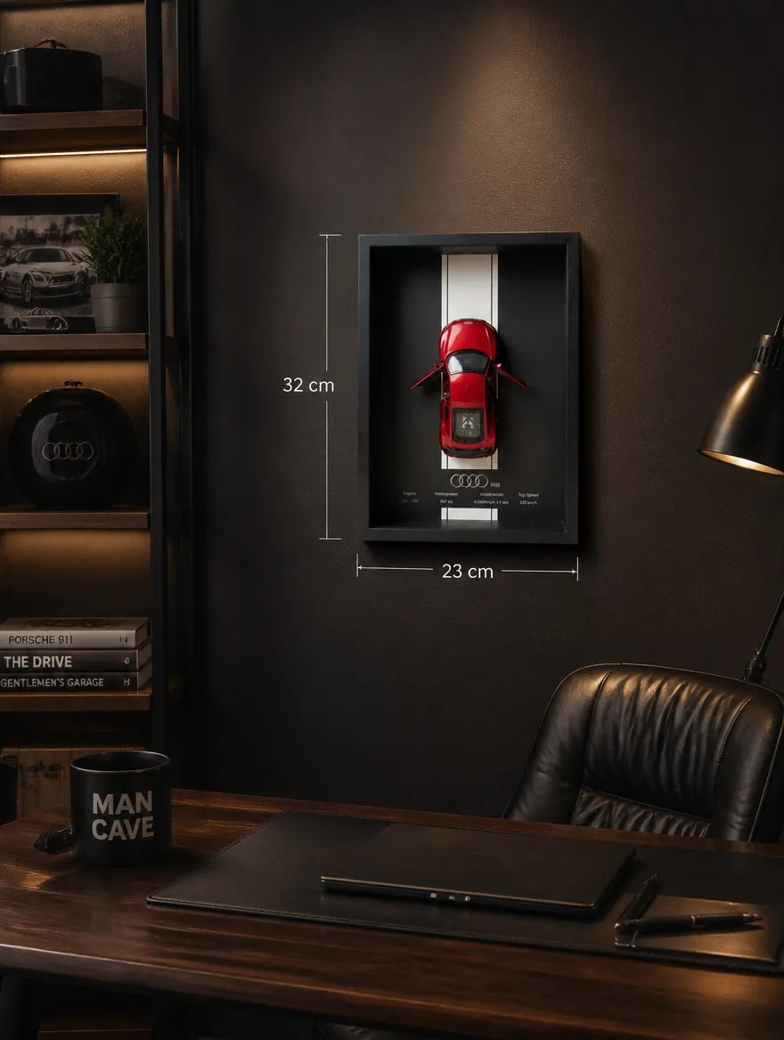 Audi R8 3D Shadow Box Wall Art - Red - 32cm x 23cm