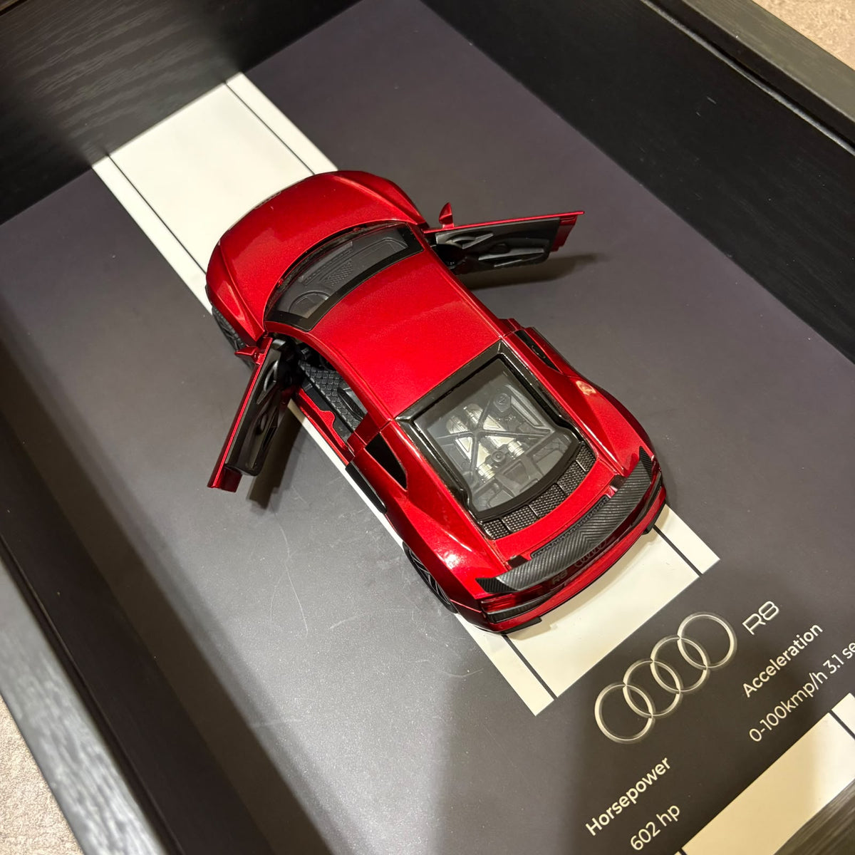 Audi R8 3D Shadow Box Wall Art - Red - 32cm x 23cm