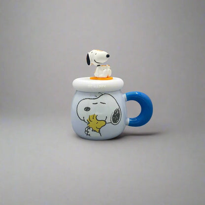 "Be Happy" Snoopy Ceramic Mug with 3D Figurine Lid
