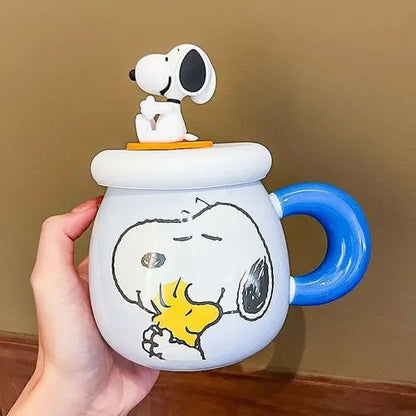 "Be Happy" Snoopy Ceramic Mug with 3D Figurine Lid
