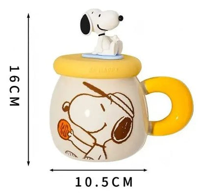"Be Happy" Snoopy Ceramic Mug with 3D Figurine Lid