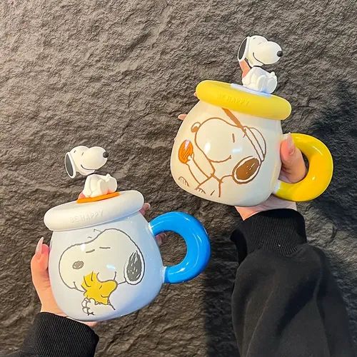 "Be Happy" Snoopy Ceramic Mug with 3D Figurine Lid