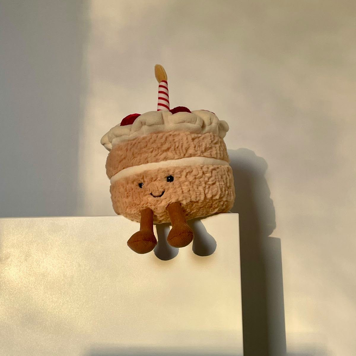 Birthday Cake Plush Toy – Soft Layered Celebration Cake Plushie with Candle