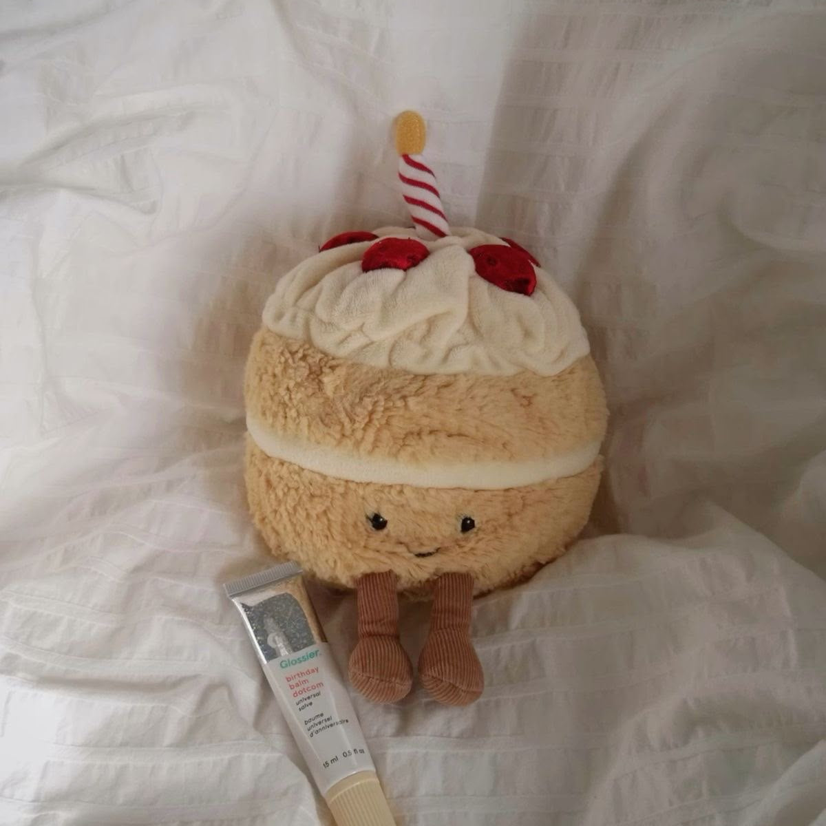 Birthday Cake Plush Toy – Soft Layered Celebration Cake Plushie with Candle