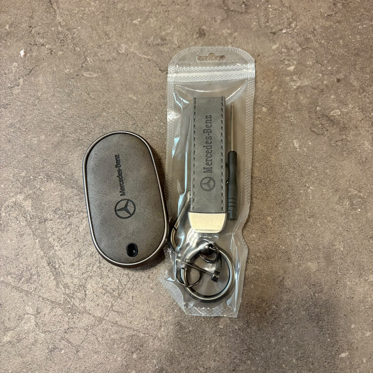 Classic Tan Leather Car Mercedes Premium Black Key Holder & Fob Protector