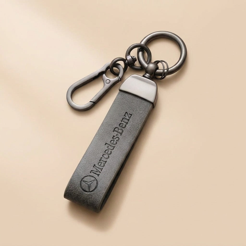 Classic Tan Leather Car Mercedes Premium Black Key Holder & Fob Protector