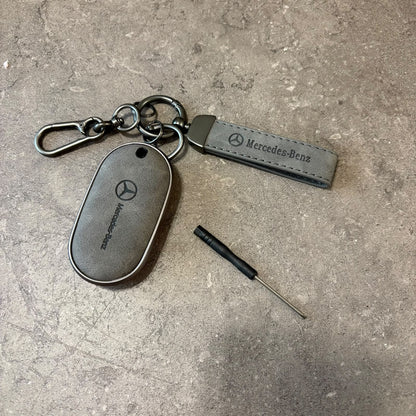 Classic Tan Leather Car Mercedes Premium Black Key Holder & Fob Protector