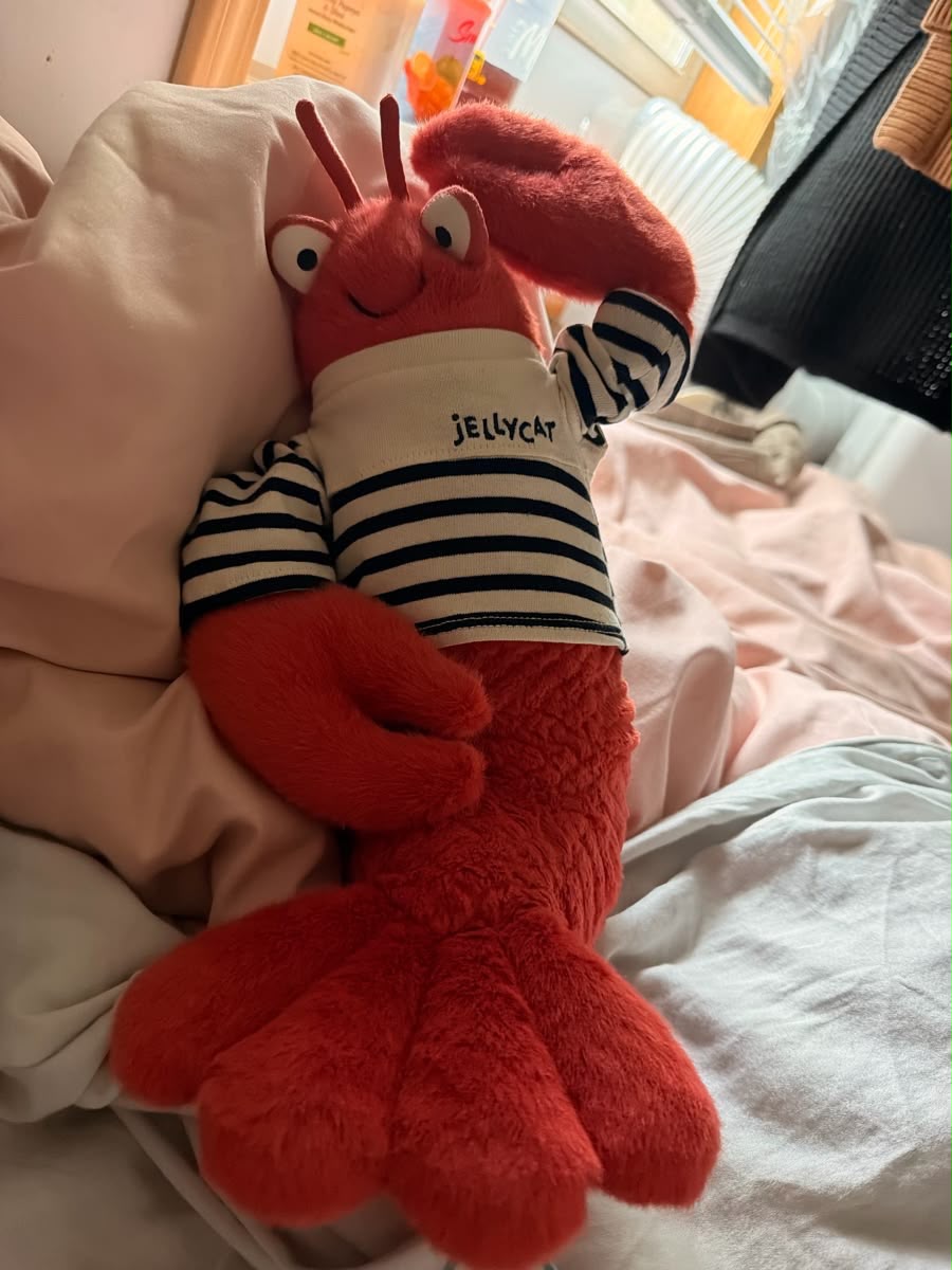 Cute Red Lobster Plush Toy – Soft Lobster Plushie in Striped Sailor Shirt - 30 cm