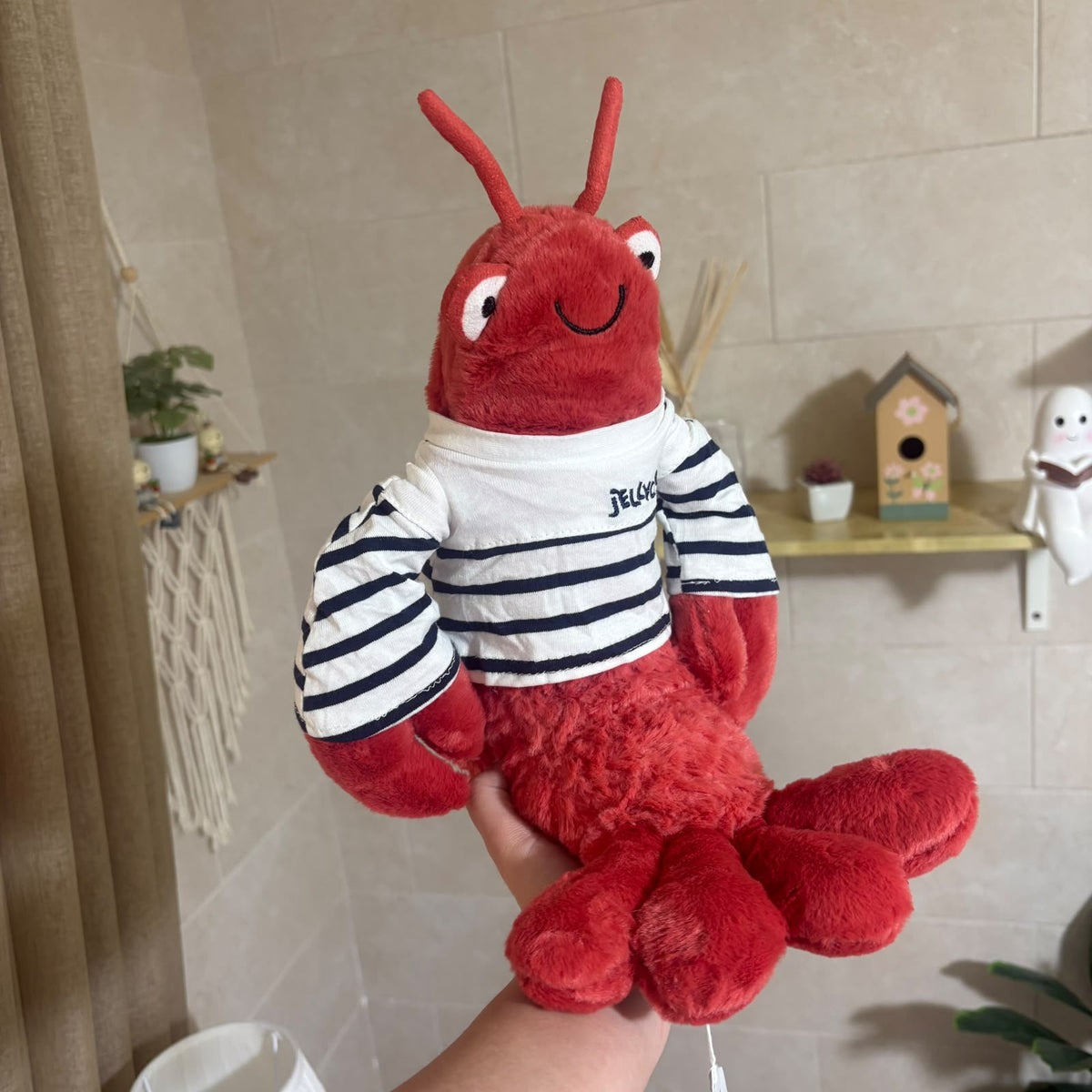 Cute Red Lobster Plush Toy – Soft Lobster Plushie in Striped Sailor Shirt - 30 cm